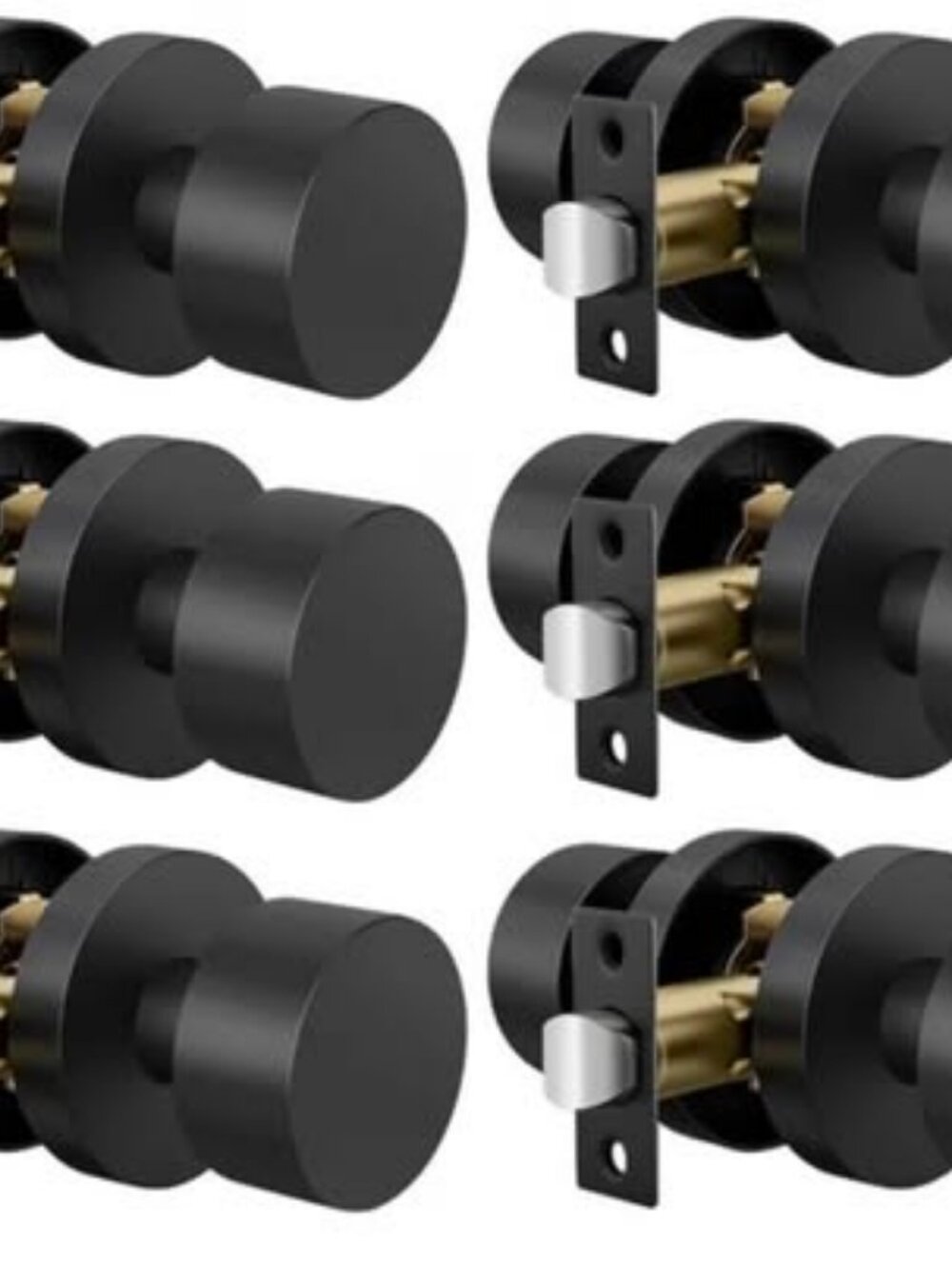 Goldenwarm 6-Pack Matte Black Passage Door Knobs